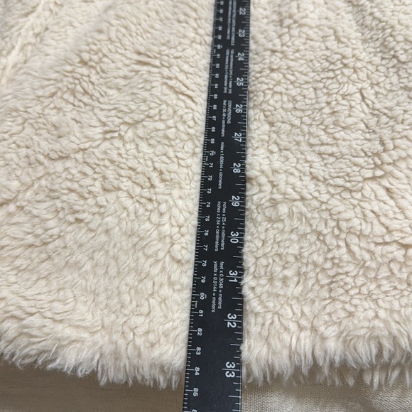 (N5) Democracy‎ Teddy Coat Women's Ivory Sherpa Oversized Open Front Size L - Picture 8 of 10